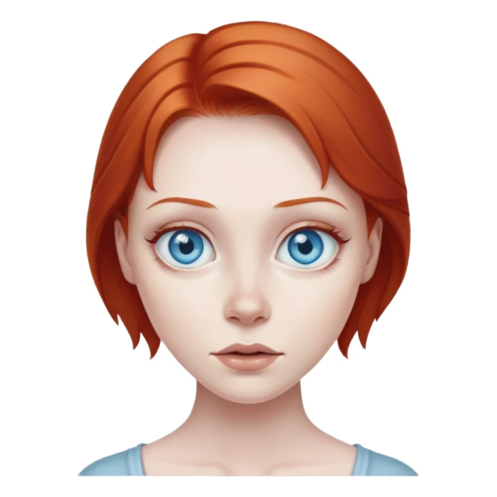 creepy red head with blue eyes sticker