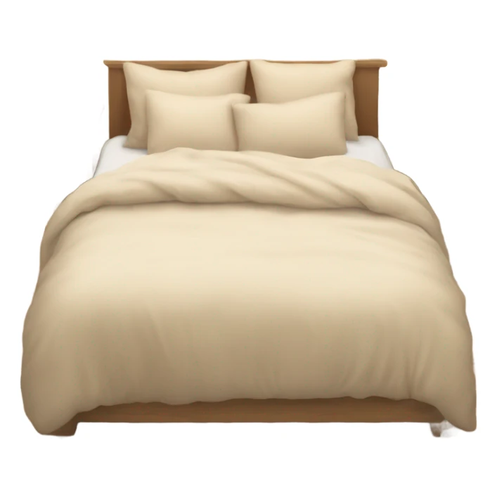 Beige bed with pillows and blankets, cozy vibe sticker