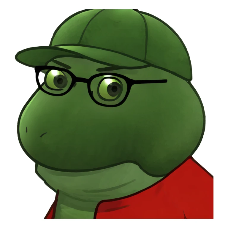 smiling man in red with black glasses baseball cap sticker