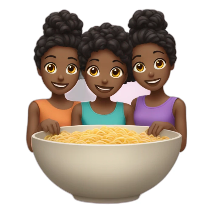 Three black girls sharing a bowl of noodles sticker