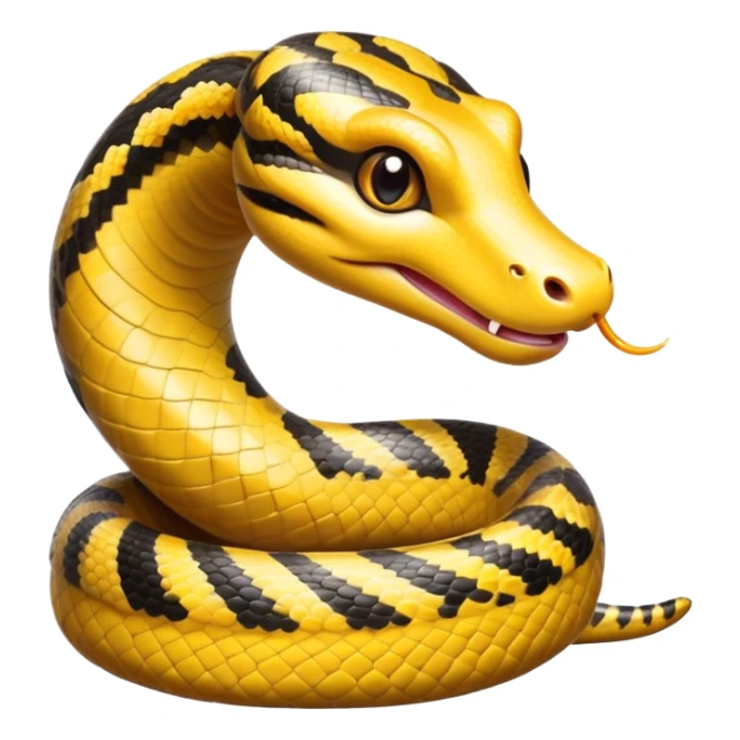 cinematic-cute-anaconda-portrait-emoji,-head-tilted-playfully-and-inquisitively,-with-a-sleek,-shimmering-body-adorned-with-detailed-scale-sriped patterns-and-round,-sparkling-eyes-full-of-wonder,-simplified-yet-irresistibly-adorable-features sticker