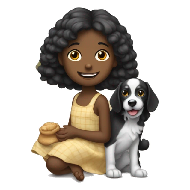 Una niña pelirroja abrazando a un perro negro sticker