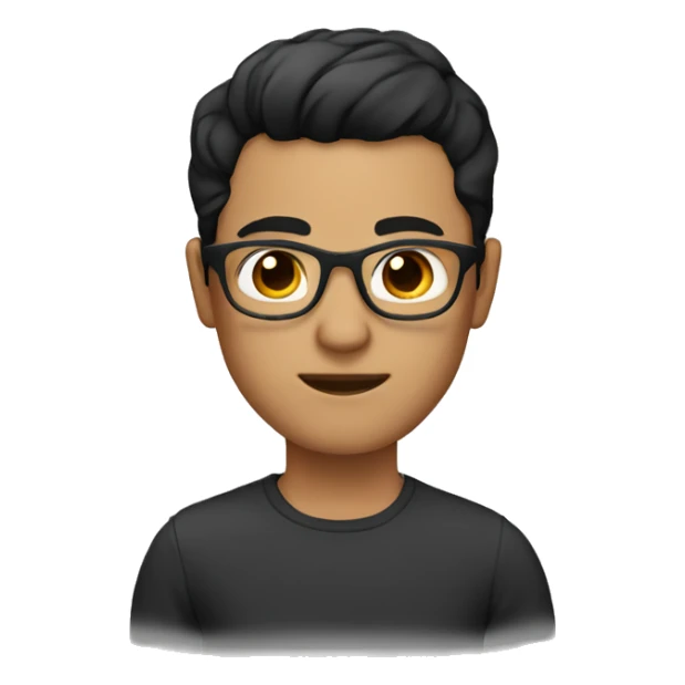 Create an avatar with brown eye, having short black hairstyle, with spectacle sticker