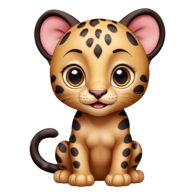 Cinematic Comical Baby Panther Portrait Emoji, Head tilted dramatically with an exaggeratedly shocked expression, featuring a compact, endearing build with wide, comically expressive eyes full of humorous disbelief, Simplified yet hilariously expressive features, highly detailed, glowing with a slightly sassy glow, high shine, dramatic yet playful, stylized with an air of quirky youthful charm, soft glowing outline, capturing the essence of a meme-worthy baby panther that looks ready to side-eye its way into viral fame! sticker