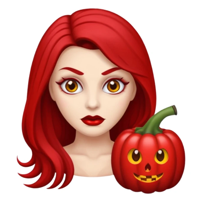 vampira de pele cinza com os olhos vermelhos, cabelos longos e ondulados, com o dedo apontando para a bochecha sticker