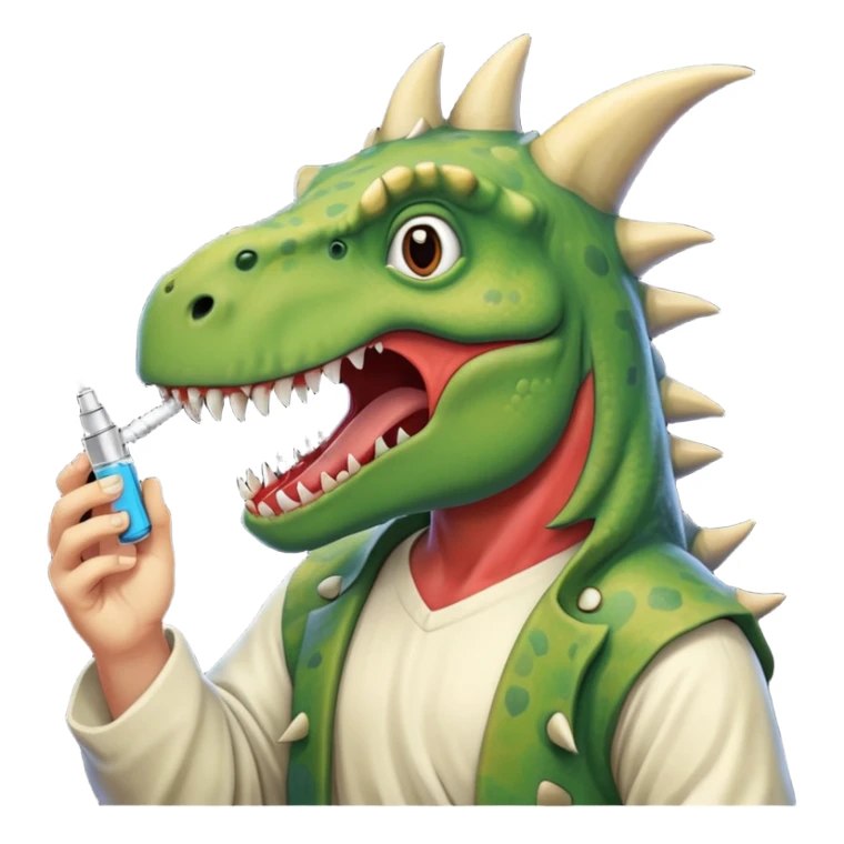 jesus has rabies and is also a dinosaur hitting a vape sticker