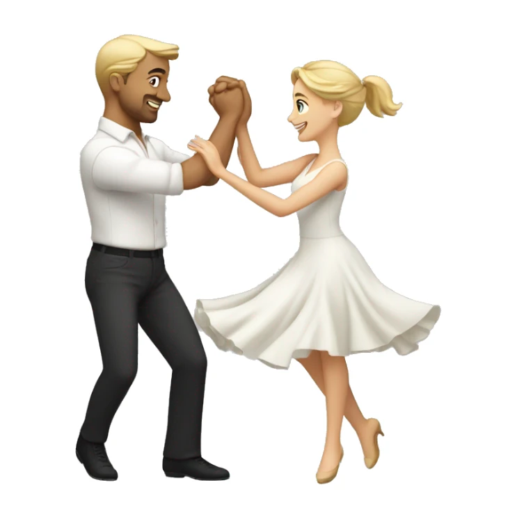 white caucasian man and woman  couple dancing together sticker