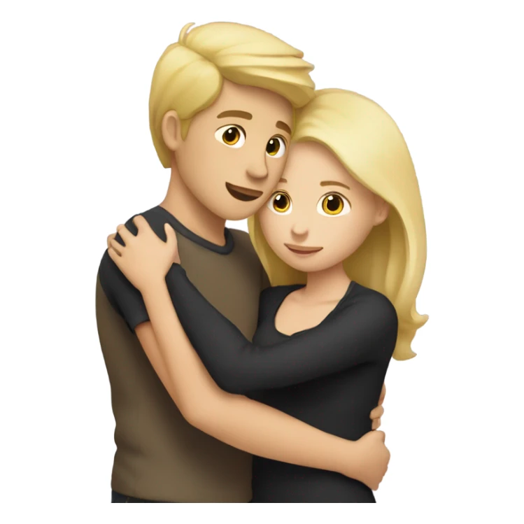 Blonde girl hugging brunette boy sticker