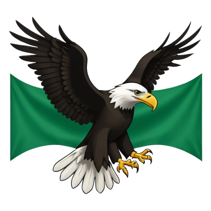 A flag I. This design 🇧🇫 is half green and half white from the bottom and an eagle with its sign spread in the middle and the eagle should be a full black silhouette. sticker