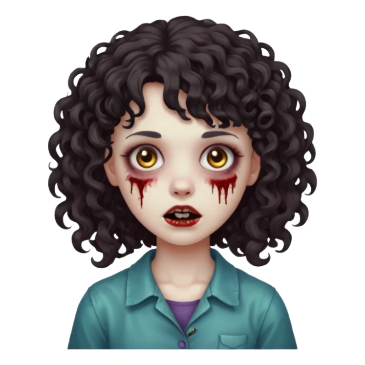 Zumbie girl with curly hair, with curly bangs sticker