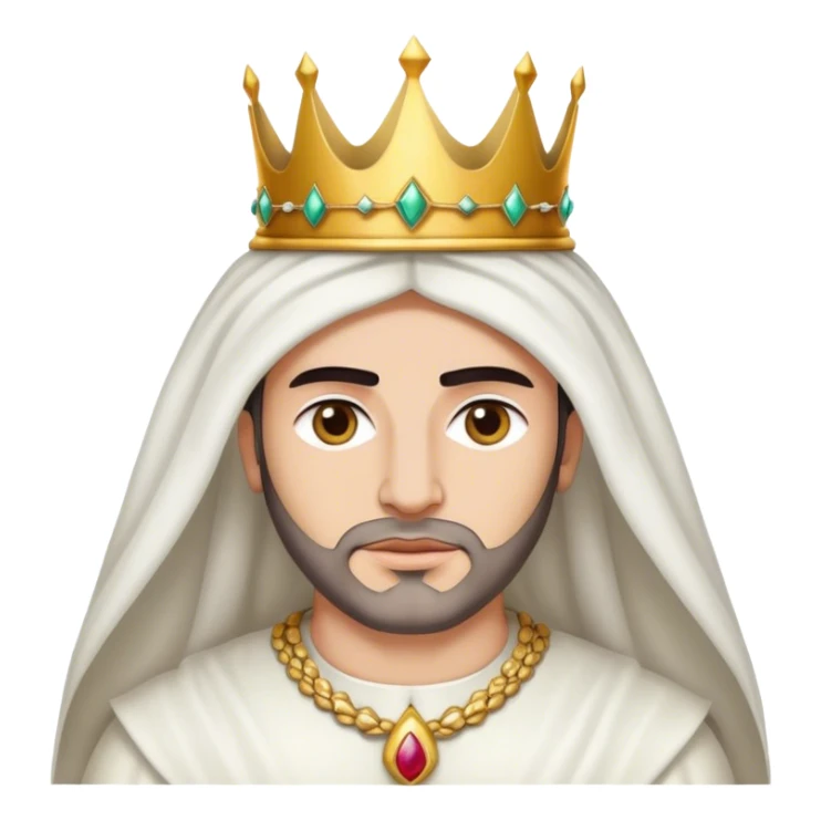 middle east king in white skin with crown chest with white clothes sticker