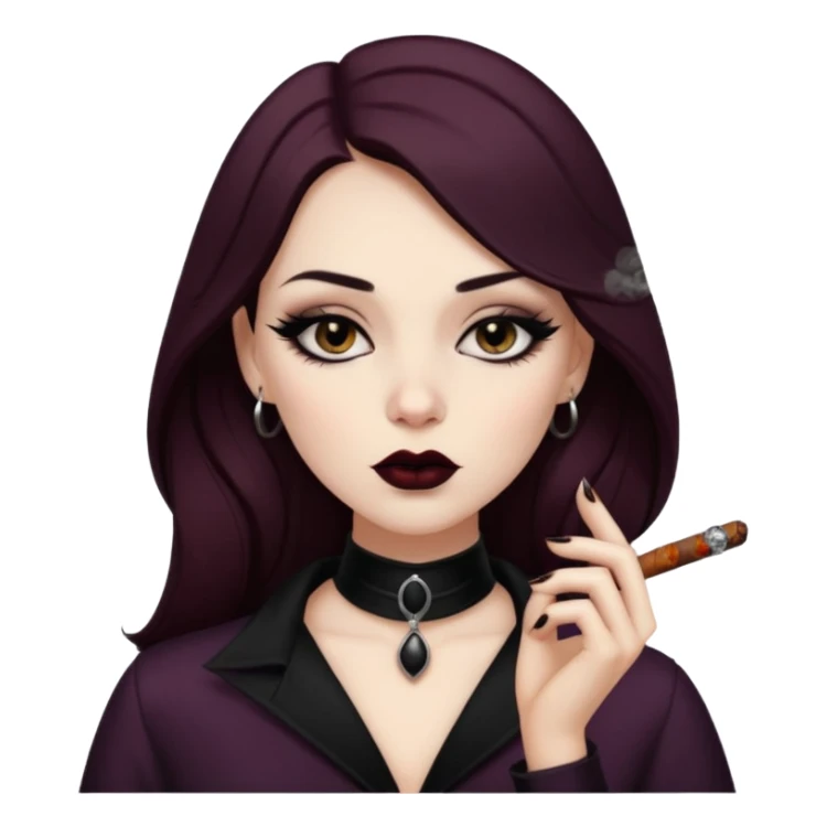 Brown gothic Girl Smoking cigar  sticker