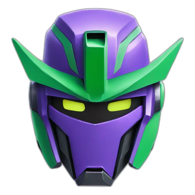 purple and green gundam face sticker