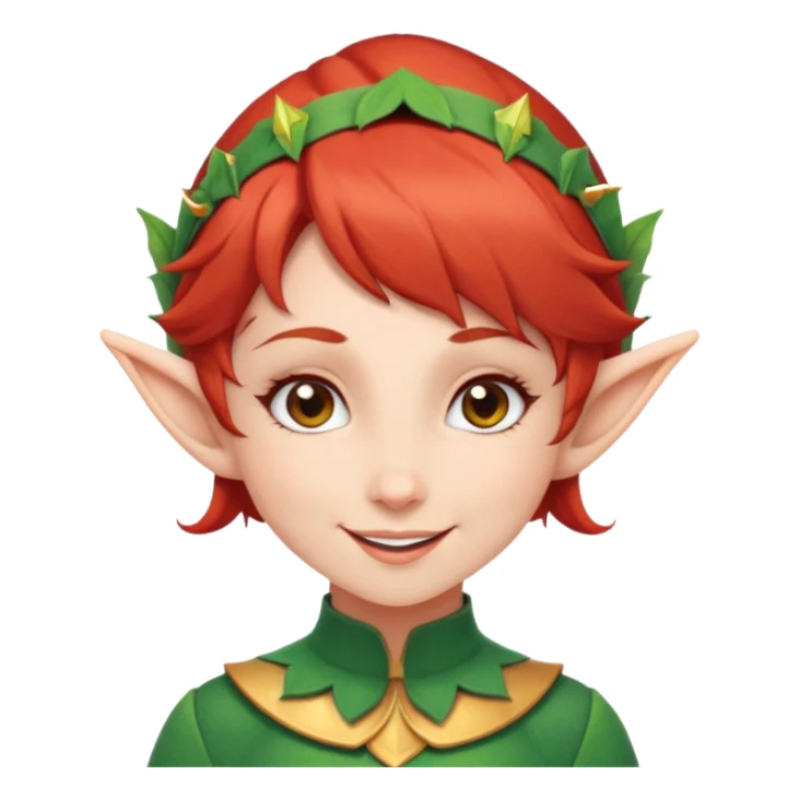 elf girl with short red hair smiling sticker