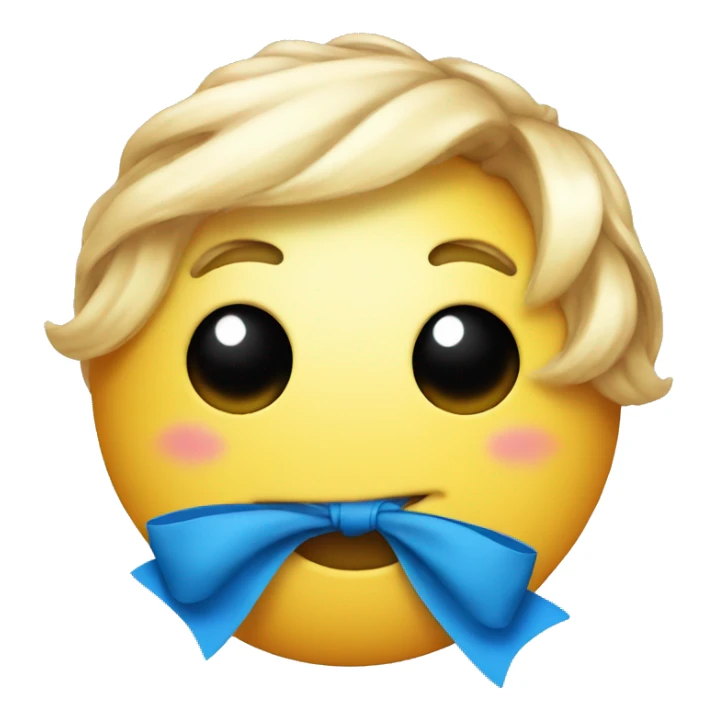 Smiley face with blue bow in corner of head sticker