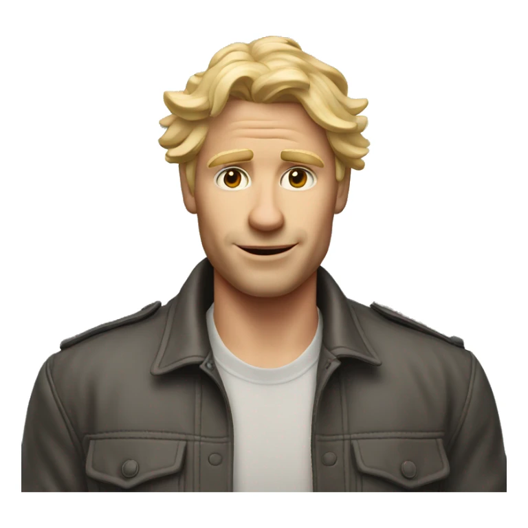 a man with blond hair standing infront of the matterhorn sticker