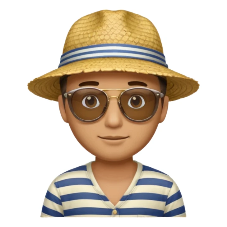 man with striped clothing sun glasses and straw hat sticker