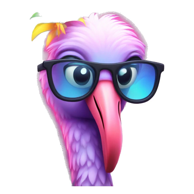 Party flamingo with glasses and glow sticks  sticker