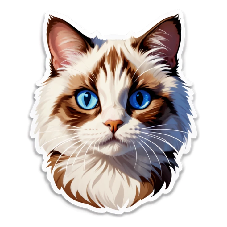 realistic blue eyed cat portrait sticker