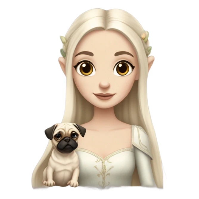 white girl elf with pug sticker