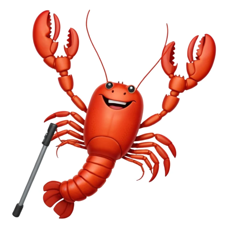 Lobster very happy jumping on pogo stick sticker