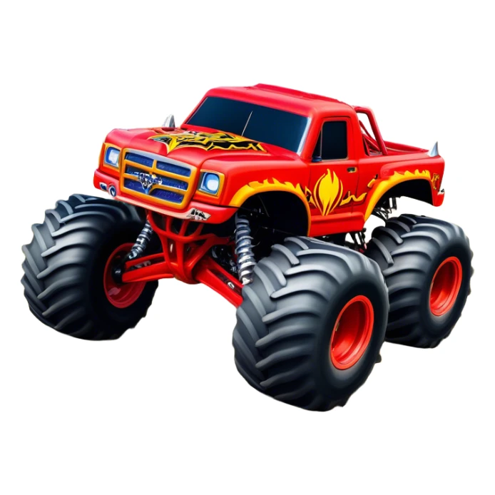 El Toro Loco - Monster Jam (Model Year: 2022) (Iconic colour: Red with horns) - An eye-catching monster truck with a wild, rebellious design in bold red. Include stylized, large horn graphics and aggressive facial elements that evoke a bull-like, ferocious appearance, exuding daring and unstoppable force. sticker