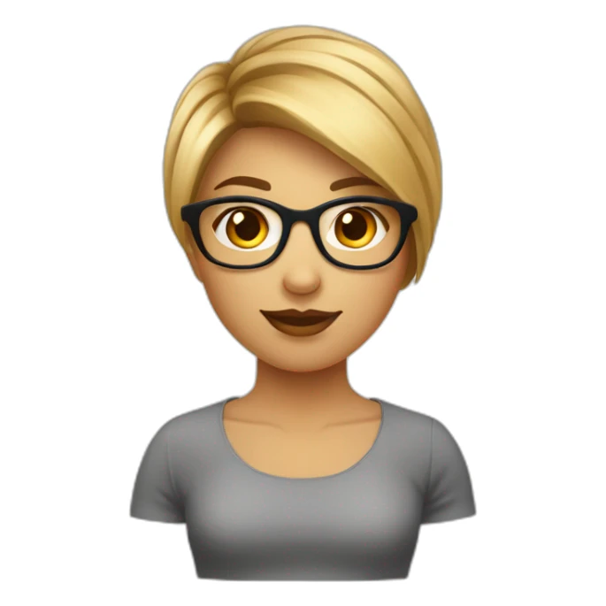 Fille a lunettes cheveux lisses brun mi-court sticker