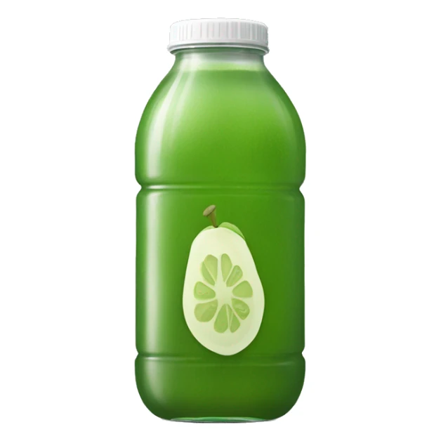 aesthetic green juice in tall clear full plastic drink bottle with white lid realistic soft textures sticker