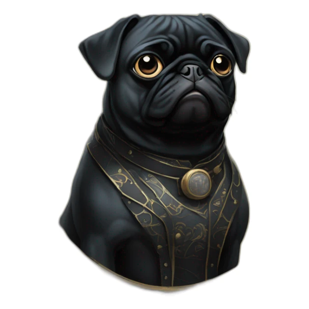 A cyberpunk black pug in Art Nouveau style during 1910 sticker