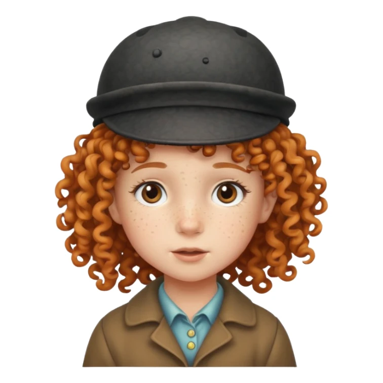 a little girl kid with curly hair, deerstalker sticker