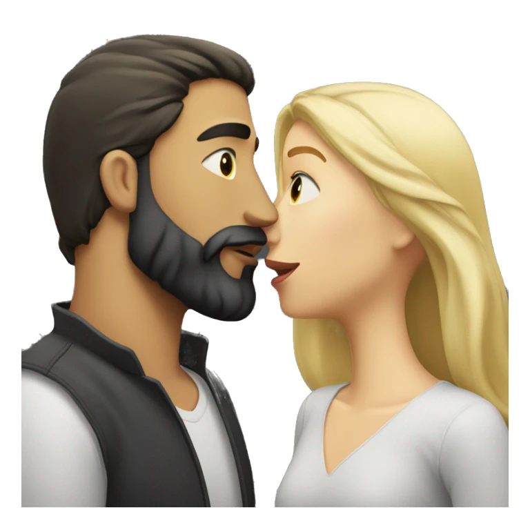 Dark hair man with beard kissing a blond woman  sticker