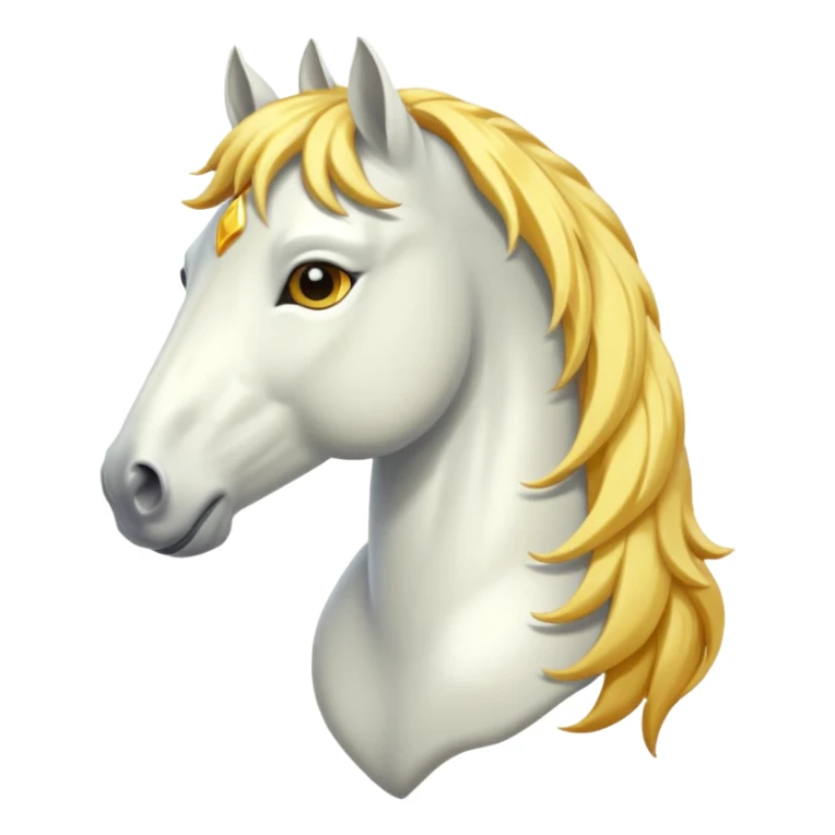 White horse with golden mane that has a sun effect sticker