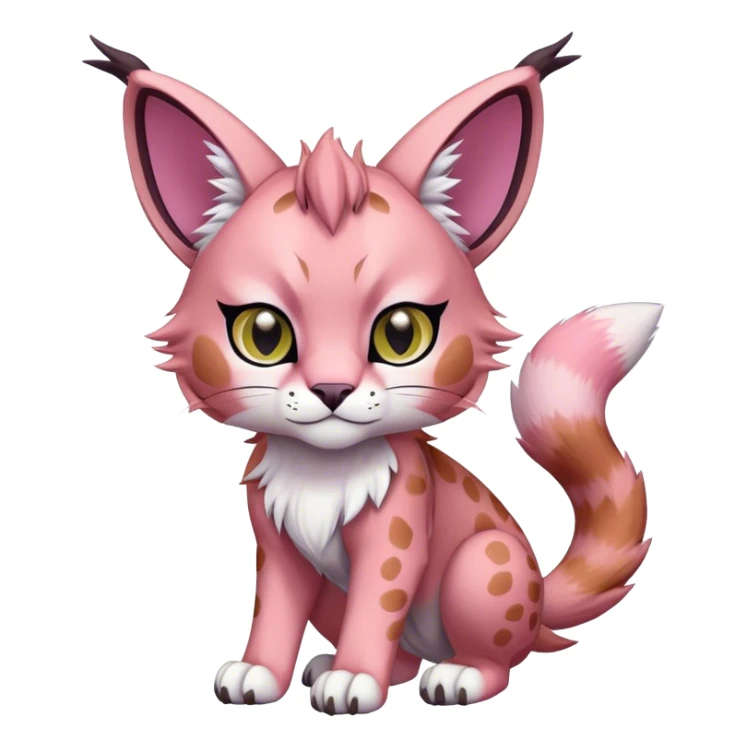 A pink lynx-caracal-fakemon-Digimon-creature-hybrid sticker