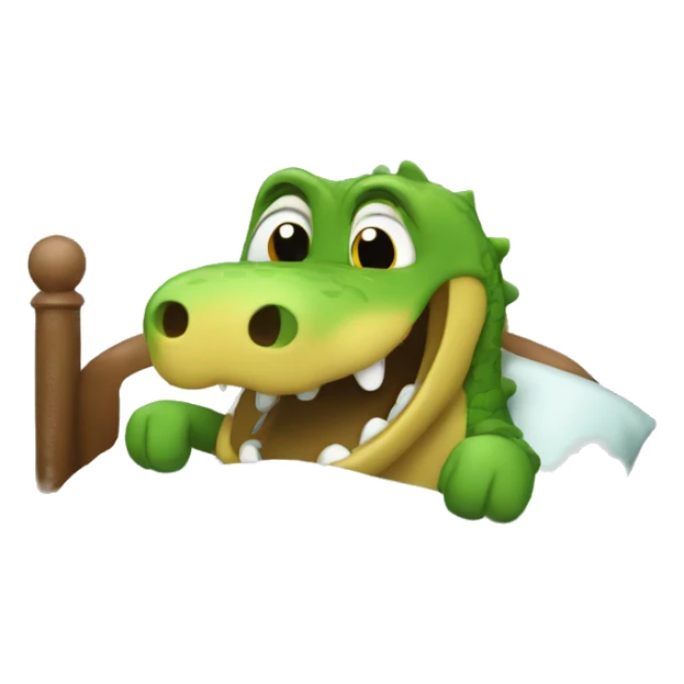 a crcodile in bed sticker