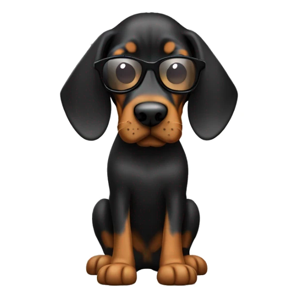 Black And Tan Coonhound Dog Breed Full Body with sunglasses sticker