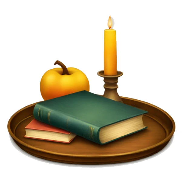 vintage tray with books and candle sticker