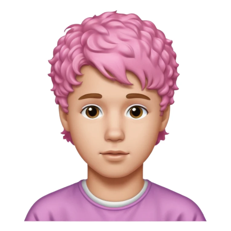 justin bieber with pink short curly hair sticker