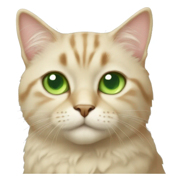 Beige cat with green eyes fluffy sticker