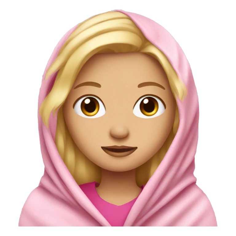 Blonde hair girl in pink blanket  sticker