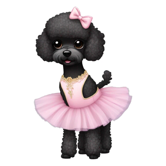 Black toy poodle in ballet tutu sticker