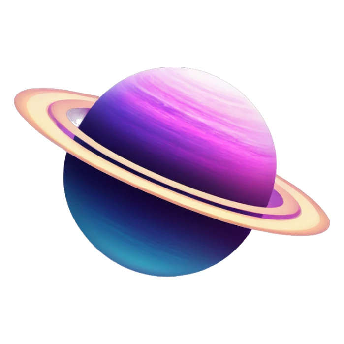 sparkly glittery blue purple and pink gradient planet with a cheesy saturn ring sticker