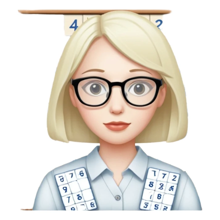 Nerdface with glasses, in front of a Sudoku puzzle sticker