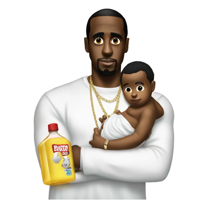 P diddy with baby oil wearing white sticker