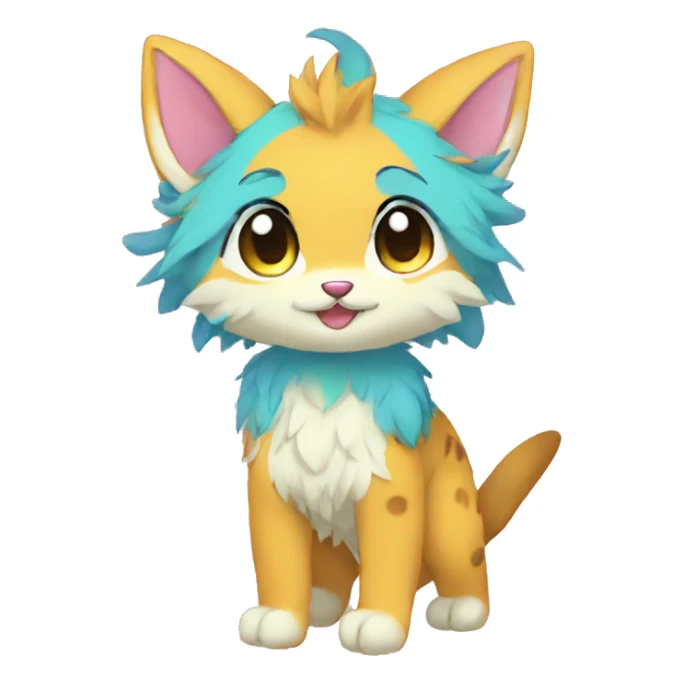 Kawaii colorful anthro fursona Fakemon sticker