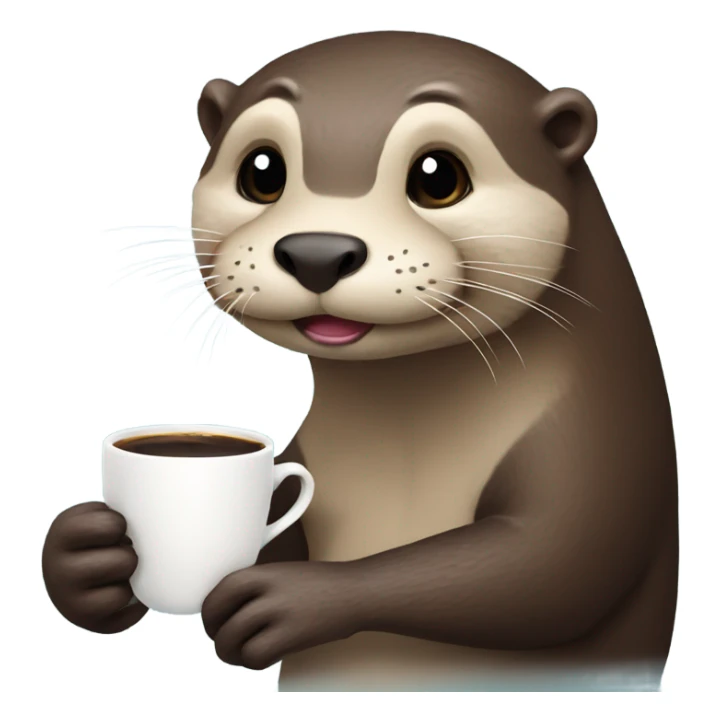 Otter drinking a cup of coffee sticker