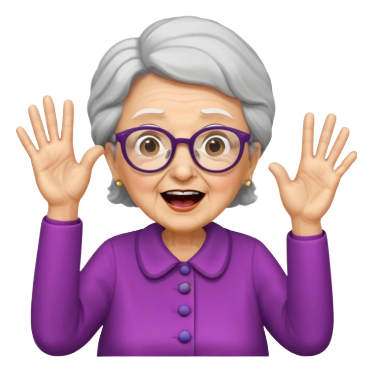 An old lady with big glasses, waving her arms while yelling encouragement. sticker