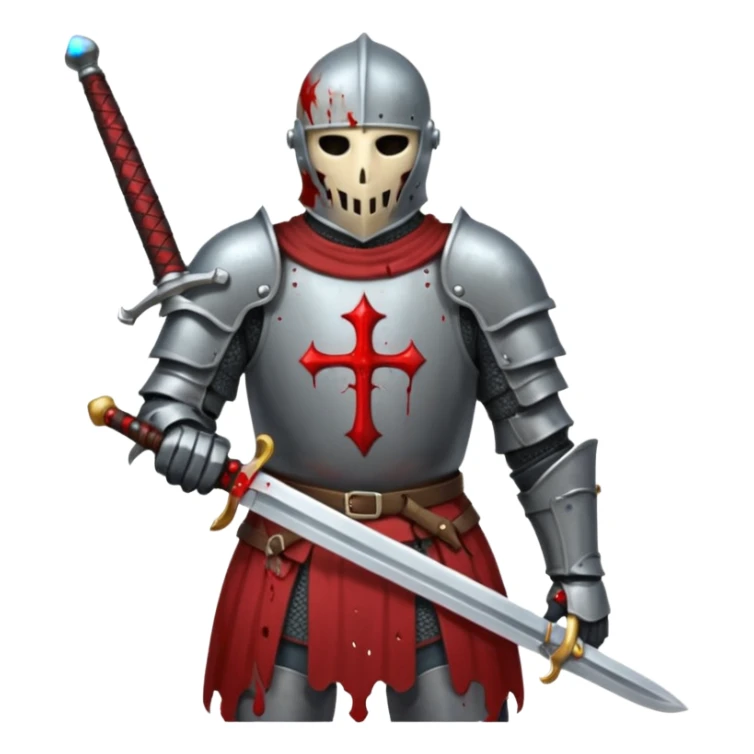 Headless Knight with Sword close up with horror look sticker
