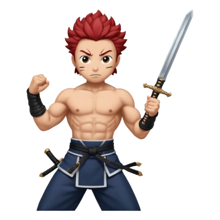 tangiro holding sword and a powerfull pose of standing sticker