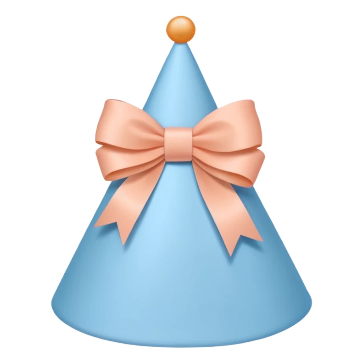 birthday hat with a bow, pastel blue and peach sticker