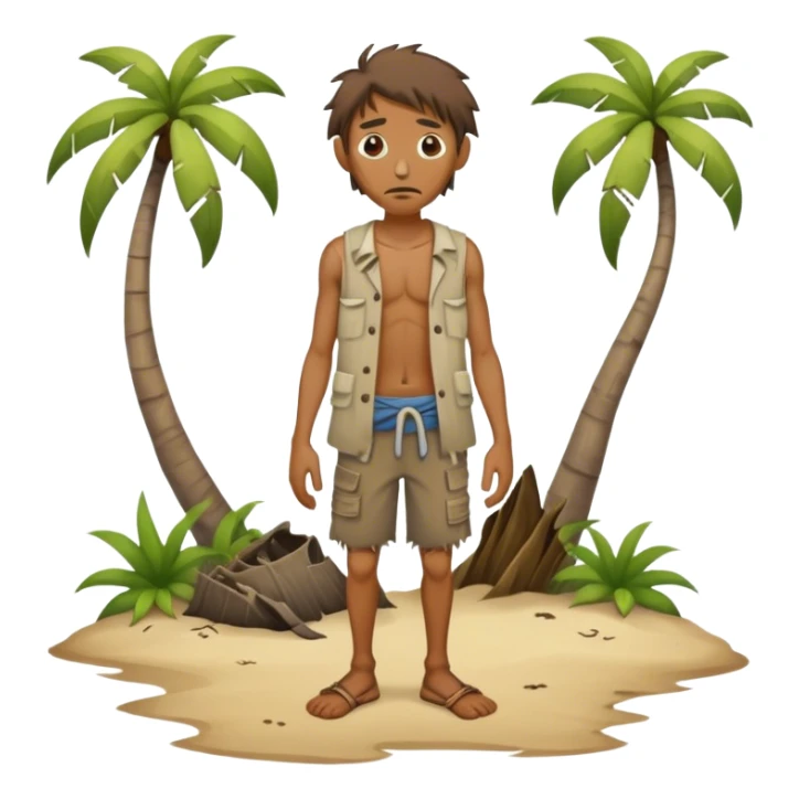 A starving man on a deserted island sticker